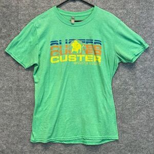 Custer State Park T-Shirt Women's Large Green Crew Neck Short Sleeve Buffalo EUC